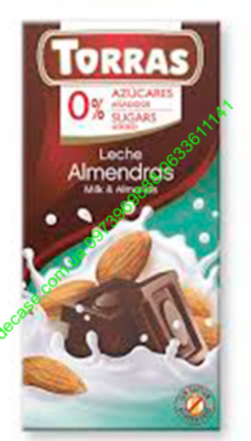 Миндаль Молочный шоколад 75g без сахара и без глютена Torras Milk chocolate with almonds