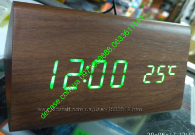 Часы треугольник под дерево vct 861 brown green