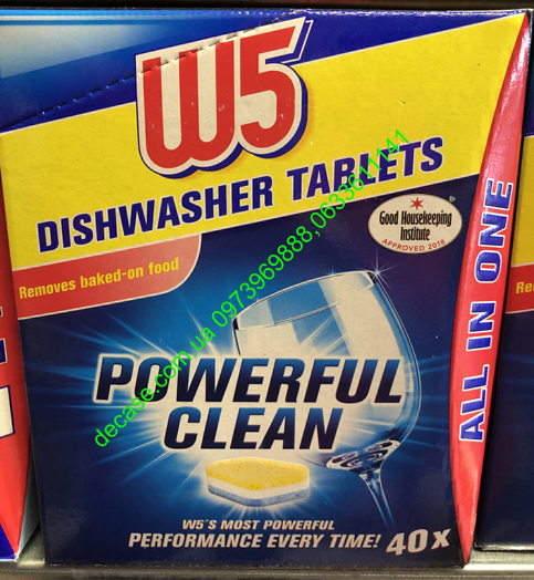 Таблетки для посудомоечной машины W5 Powerful Clean 40шт Германия