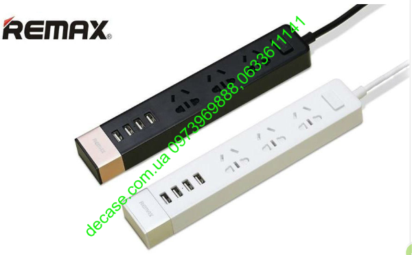 Сетевой фильтр Remax RU-S2 3 розетки 4 USB 2m OR 