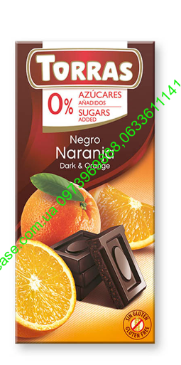 Апельсин Черный шоколад 75g без сахара и без глютена Torras Dark with orange