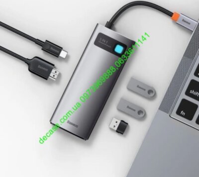 5в1 USB- Type C Хаб Baseus Metal Gleam Series, USB-C to 3x USB 3.0 + HDMI + PD