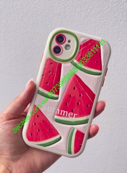 Чехол силиконовый для Apple iPhone 12 Красочный арбуз Summer 3D Fruits Peach  