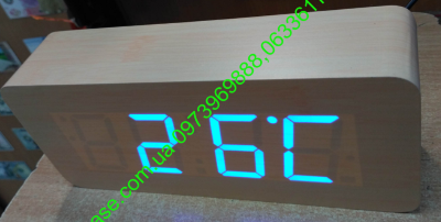 Часы деревянный брусок Vst865 Natural Blue