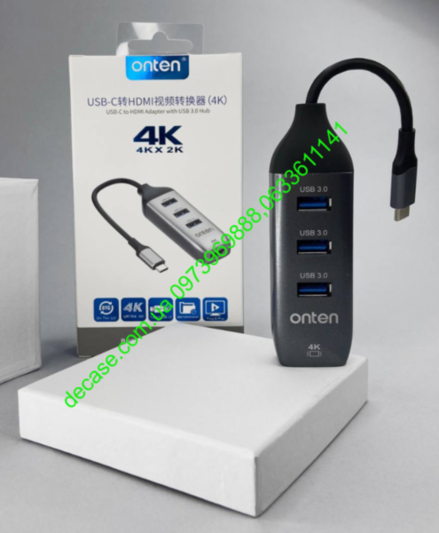 Переходник Onten HUB type-C to HDTV 4K  USB 3.0*2 + SD  TF + RJ45 / PD 9180   HUB