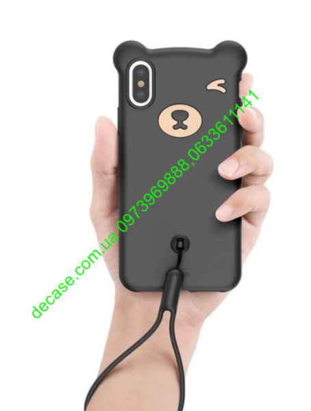Противоударный Чехол  iPhone X  обємний 3D Bear Case Silicone 