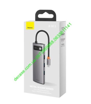 11в1 Baseus Metal Gleam HUB 3xUSB3.0+2x4K HD+Type-C+TF+SD+Type-C PD+VGA+3.5mm+RJ45)