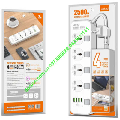 4USB/4 LDNIO SC4408 Сетевой фильтр LDNIO SC4408 (220V/3,4А/2m)