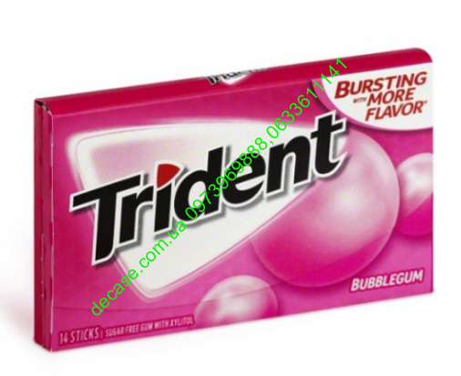 Жевачка Trident Bubble gum Баббл Гам Жвачка тридент без сахара американская жевательная резинка USA 14 стиков