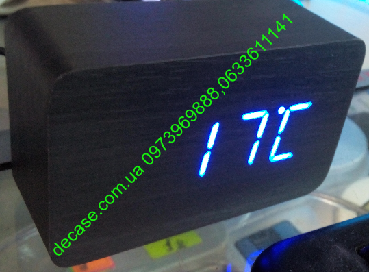 Часы деревянный брусок Vst865 Black blue