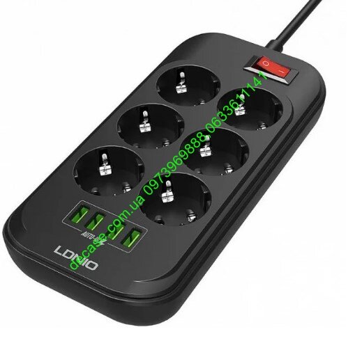 Удлинитель сетевой фильтр LDNIO 6 розеток 4USB SE6403 