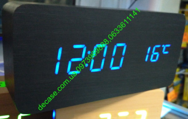 Настольные часы Vst862 с будильником Black Blue