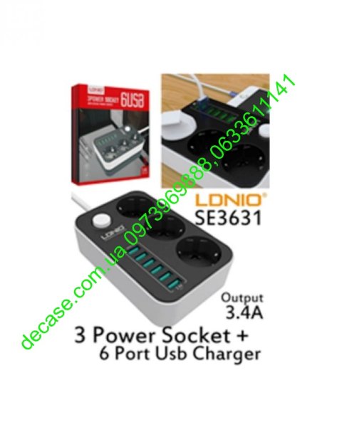 Сетевой фильтр Ldnio 3631 3 Power Socket 3.4A 6usb 