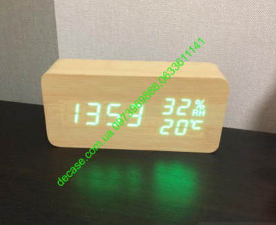 Часы куб Vst862s бежевый шпон green с влажностью