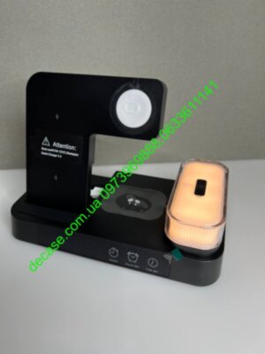 Беспроводная зарядка A37 4 в 1 ночник часы 30w PD QC3.0 Fast charge будильник