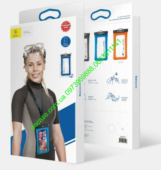 Аквабокс Baseus waterproof bag с ремешком 215 x 110 мм
