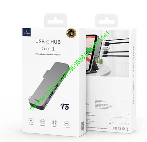 5в1 Хаб USB-C для iPad Pro 12.9" 11" 2020/2018 WIWU T5  