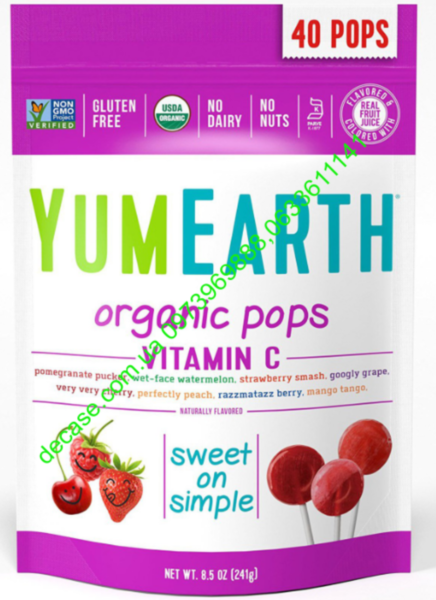 Леденцы YumEarth Assorted Flavors Organic Pops 40 pops