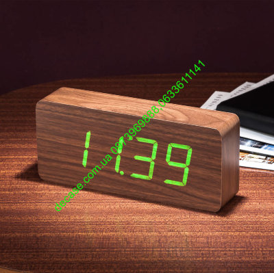 Часы деревянный брусок Vst865 brown - green
