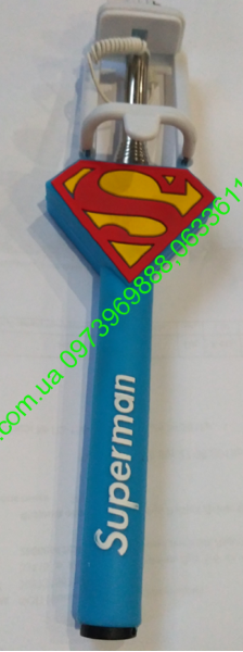 Монопод для селфи SuperMan детский Disney с 3D мультами 