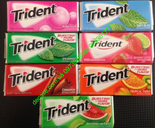 Жевательная резинка Trident USA 14 стиков без сахара 