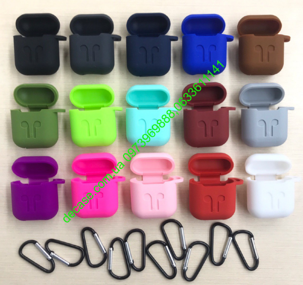 Чехол для AirPods silicone case logo с карабином