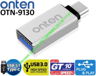 Преобразователь USB 3.0 Type-C в 3.1 Metal OTG Переходник Onten OTG type-C to USB 