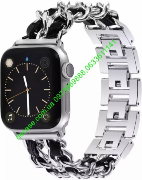 Ремешок Шанель для Apple Watch CHANEll 38/41/42 Silver black