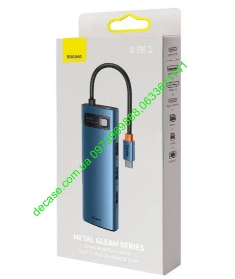 8в1 USB-C Хаб Baseus Metal Gleam Multifunctional Type-C HUB Docking Station 