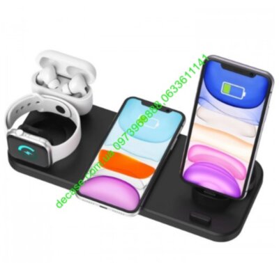 ЗУ 6в1 док станция Qi Fast Wireless Charging Dock Pad D6 10W Беспроводное универсальное